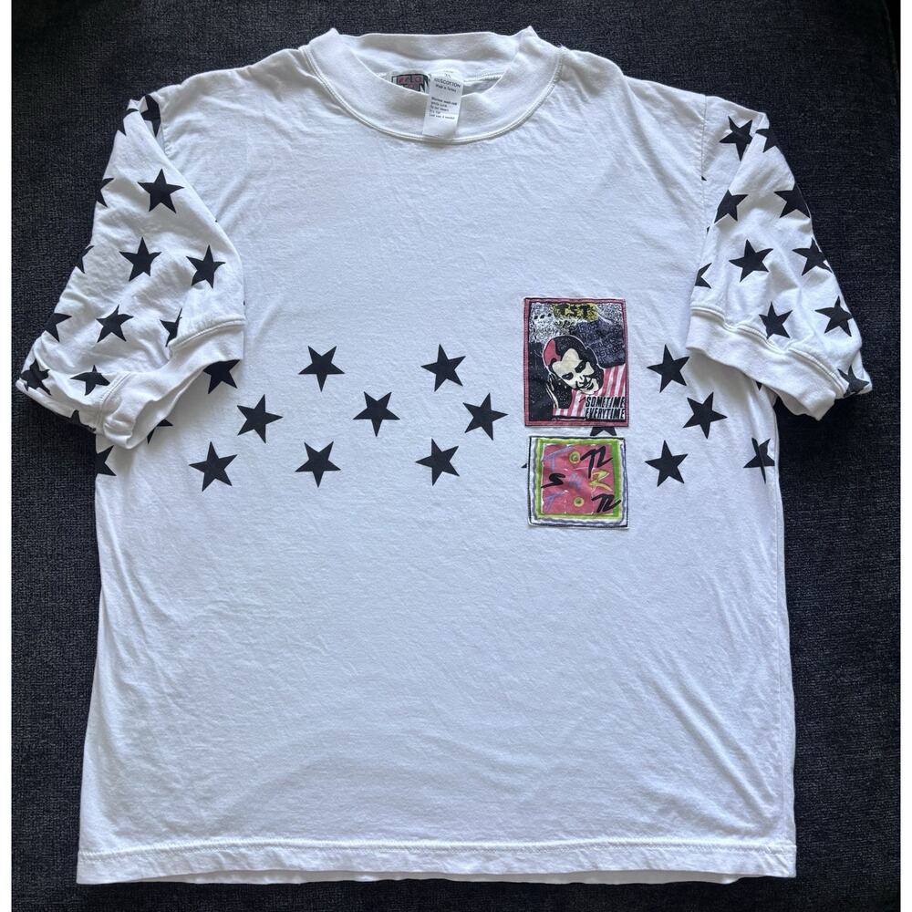 Rare Vintage 80’s/ 90s Ton Sur Ton Star Graphic T-Shirt White Size 3/L